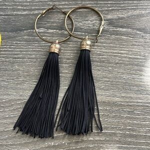 Boho Dangle Fringe Earrings - Bronze and Black